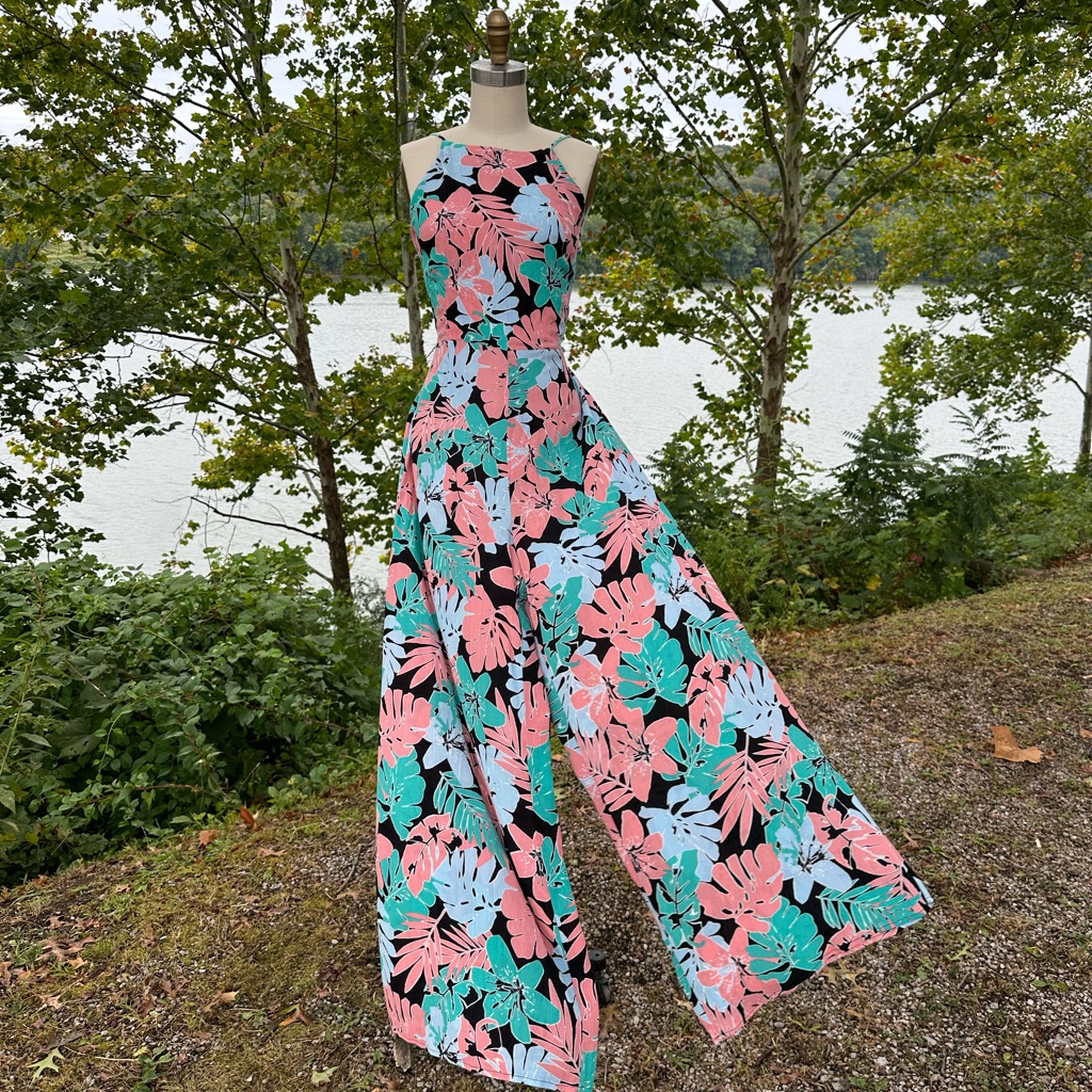 Forever 21 Floral Jumpsuit In Pink And Teal Xl